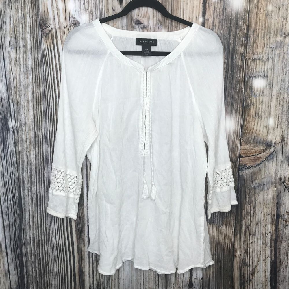Lane Bryant 14/16 White Boho Top